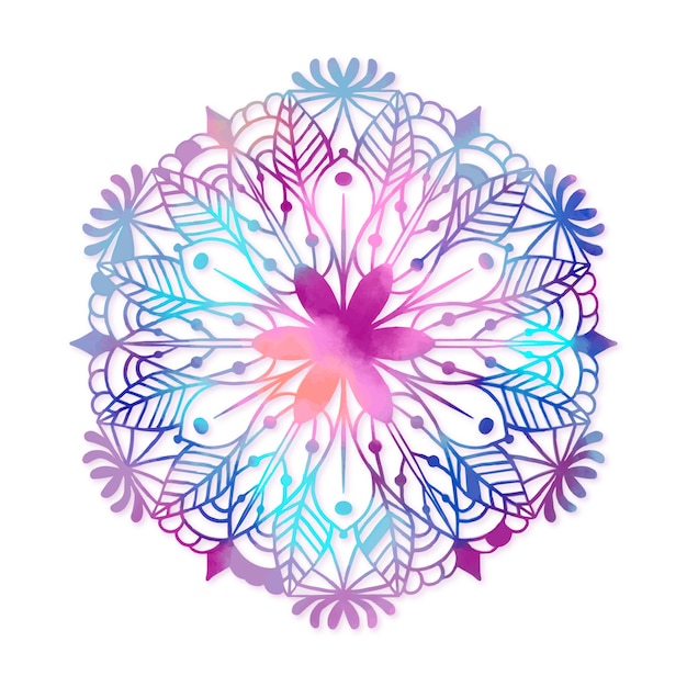 Vecteur gratuit dessin de fleur de lotus aquarelle mandala