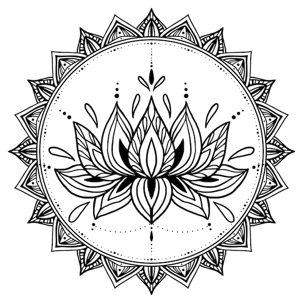 Dessin De Fleur De Lotus Mandala Dessiné à La Main