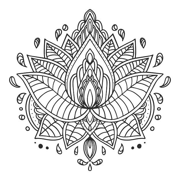 Vecteur gratuit dessin de fleur de lotus mandala dessiné à la main