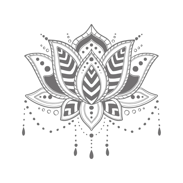 Vecteur gratuit dessin de fleur de lotus mandala dessiné à la main