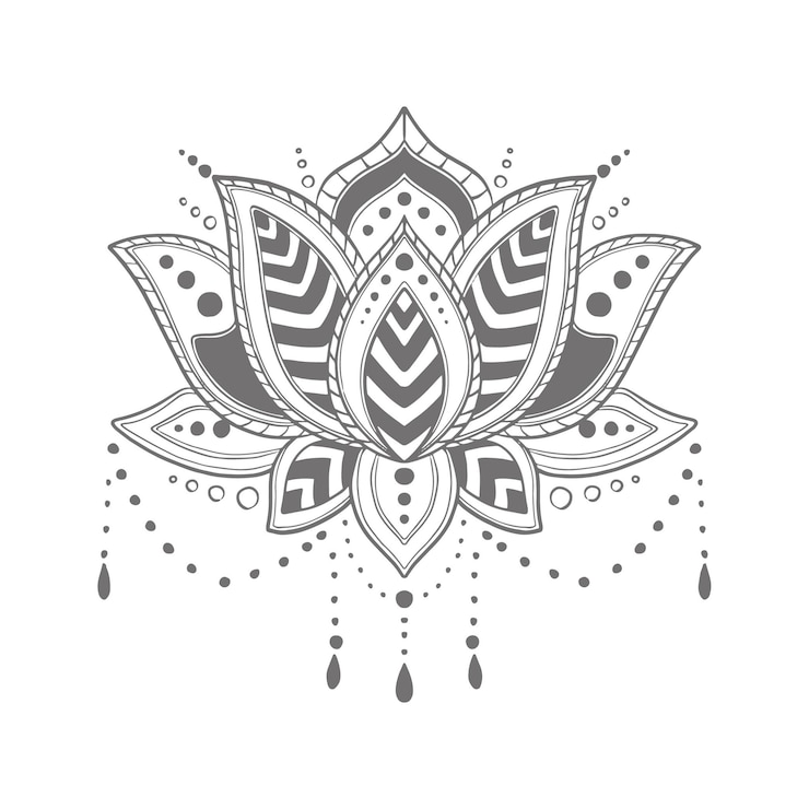 Vecteur gratuit dessin de fleur de lotus mandala dessiné à la main