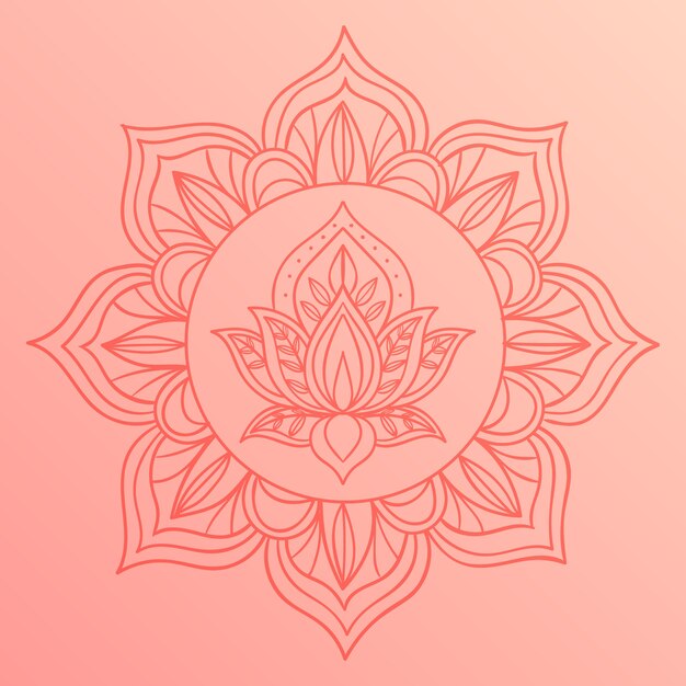 Dessin de fleur de lotus mandala dessiné à la main