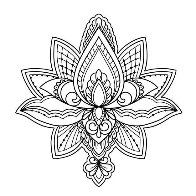 Dessin de fleur de lotus mandala dessiné à la main