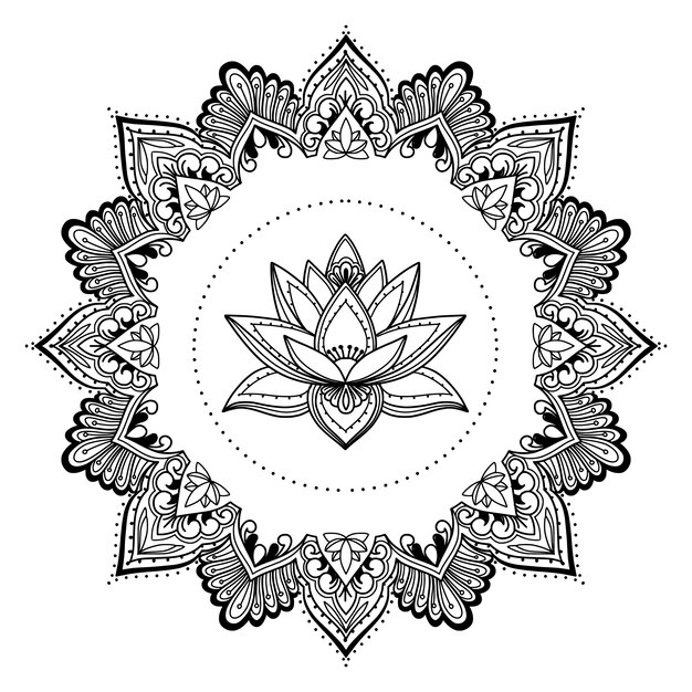 Dessin De Fleur De Lotus Mandala Dessiné à La Main