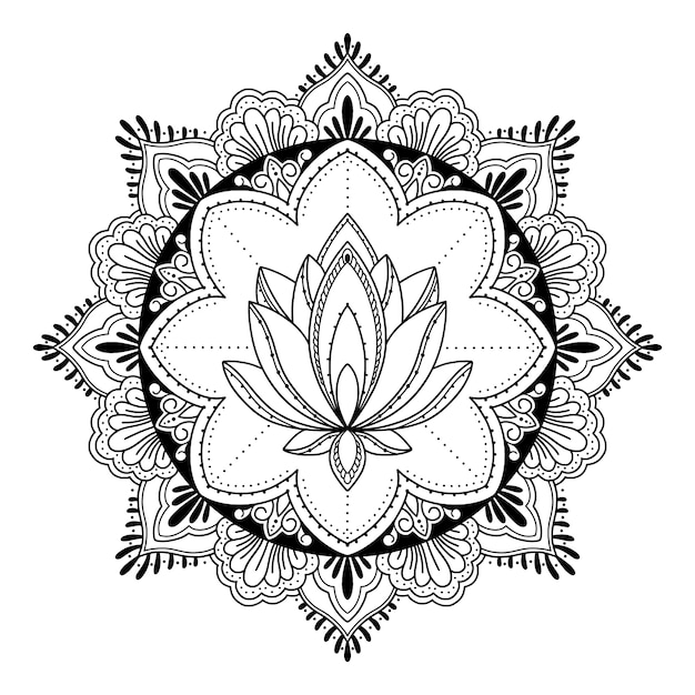 Dessin de fleur de lotus mandala dessiné à la main