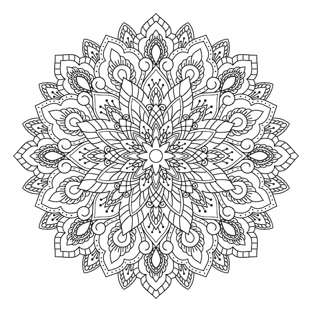 Dessin de fleur de lotus mandala dessiné à la main