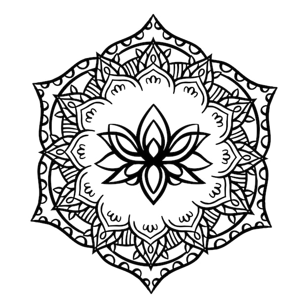 Vecteur gratuit dessin de fleur de lotus mandala dessiné à la main