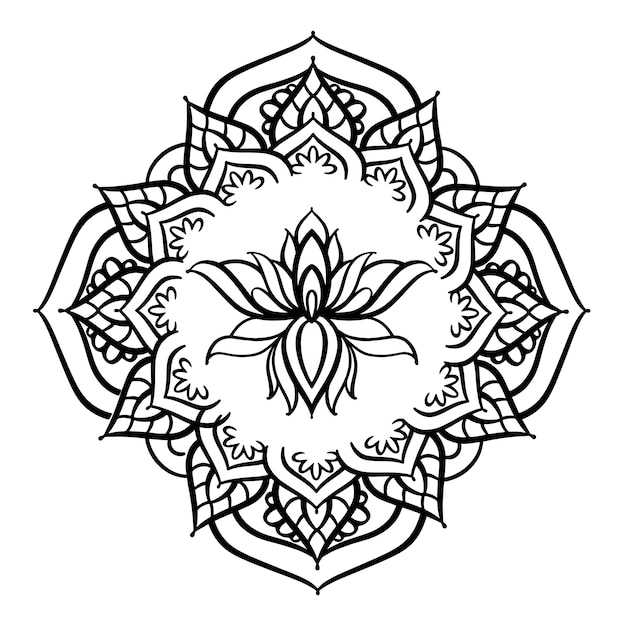 Vecteur gratuit dessin de fleur de lotus mandala dessiné à la main