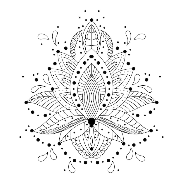 Vecteur gratuit dessin de fleur de lotus mandala dessiné à la main