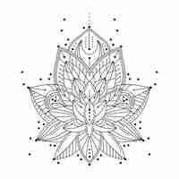 Vecteur gratuit dessin de fleur de lotus mandala dessiné à la main