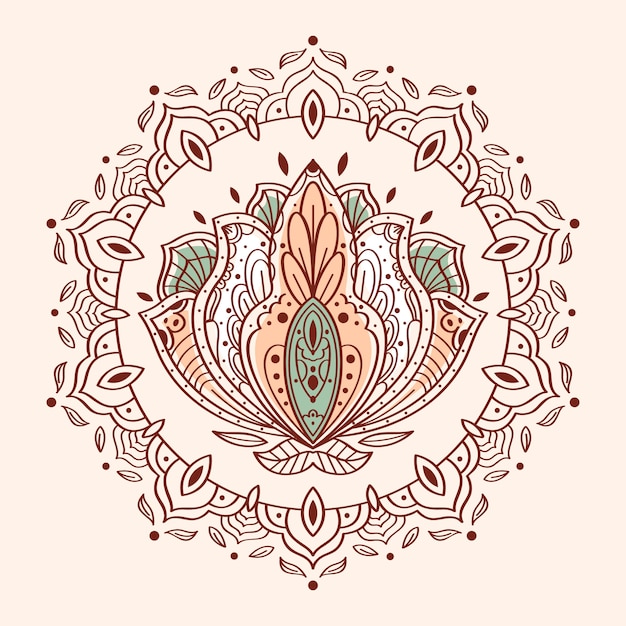 Vecteur gratuit dessin de fleur de lotus mandala dessiné à la main