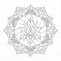 Vecteur gratuit dessin de fleur de lotus mandala dessiné à la main