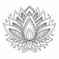 Vecteur gratuit dessin de fleur de lotus mandala dessiné à la main