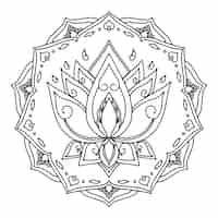 Vecteur gratuit dessin de fleur de lotus mandala dessiné à la main