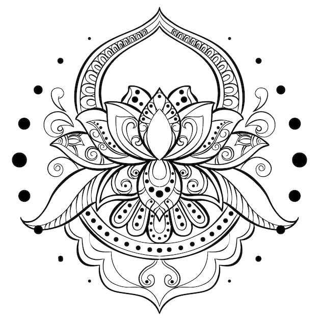 Vecteur gratuit dessin de fleur de lotus mandala dessiné à la main