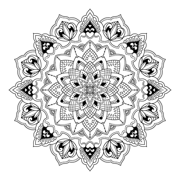 Vecteur gratuit dessin de fleur de lotus mandala dessiné à la main