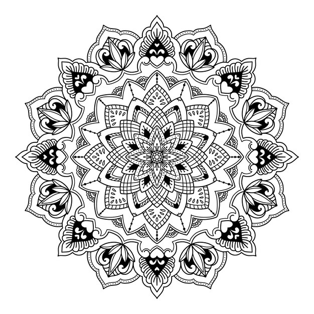 Dessin de fleur de lotus mandala dessiné à la main