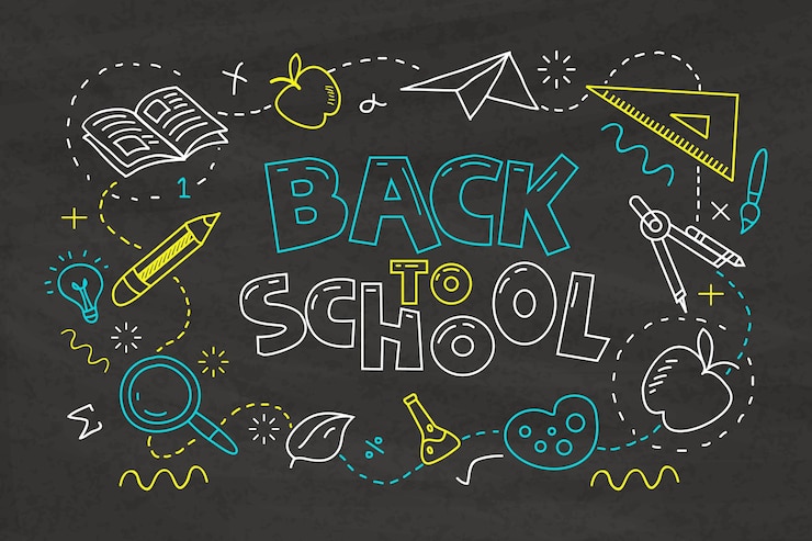 Vecteur gratuit dessin de fond de l'école au tableau noir