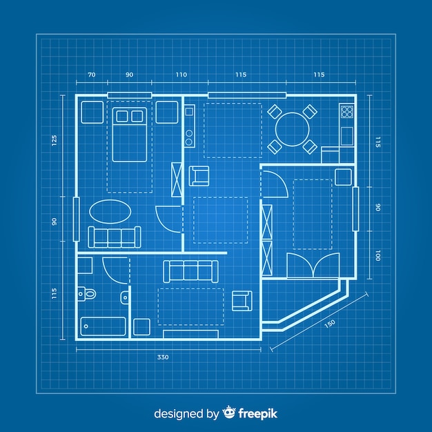 Vecteur gratuit dessin d'une maison sur un plan