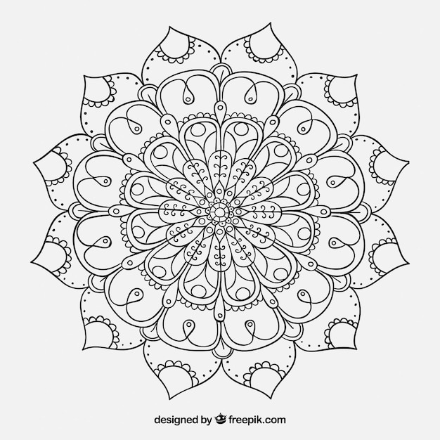 Vecteur gratuit dessin de mandala floral