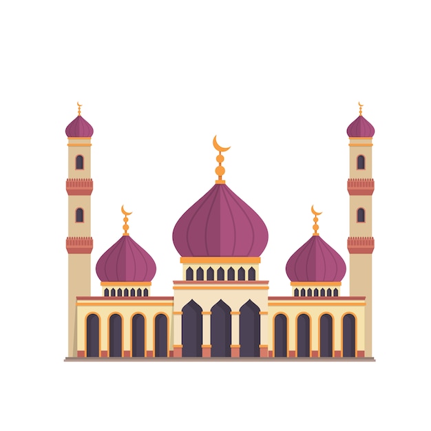 Vecteur gratuit dessin de la mosquée sur fond blanc