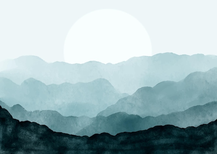 Vecteur gratuit dessin de paysage de montagne peint à la main à l'aquarelle