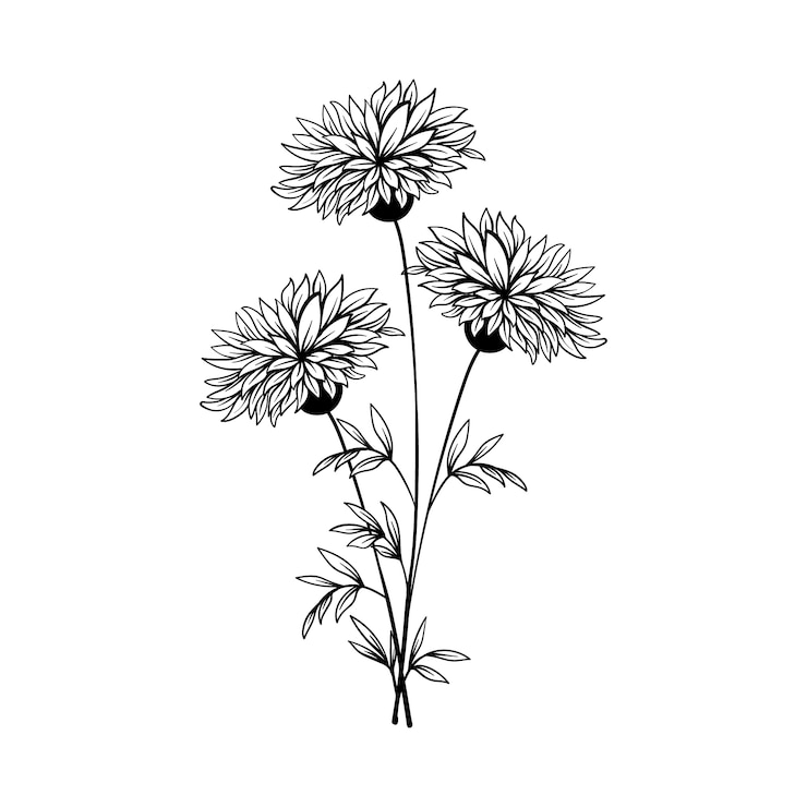 Vecteur gratuit dessin plat dessiné à la main, contour de fleur simple