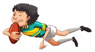 Vecteur gratuit un dessin simple d'un garçon jouant au rugby