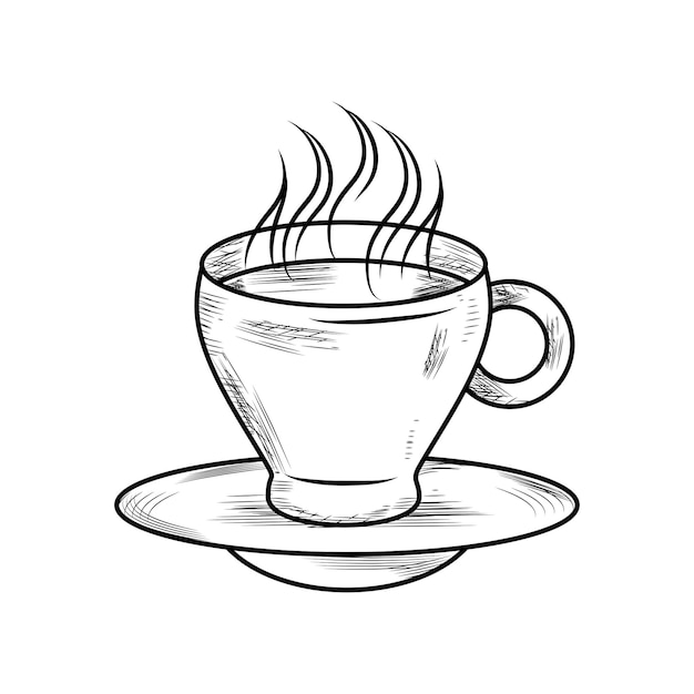 Vecteur gratuit dessin de tasse de café illustration chaude isolée