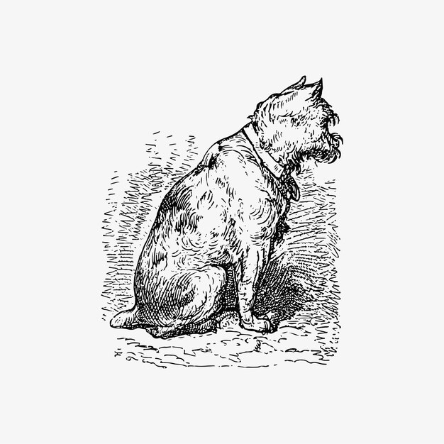 Dessin vintage de chien de compagnie