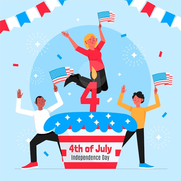 Vecteur gratuit dessiné à la main le 4 juillet - illustration de la fête de l'indépendance