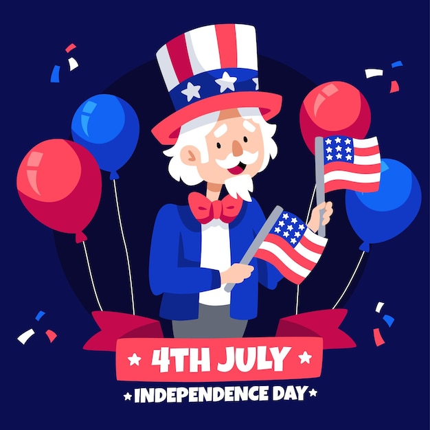 Vecteur gratuit dessiné à la main le 4 juillet - illustration de la fête de l'indépendance