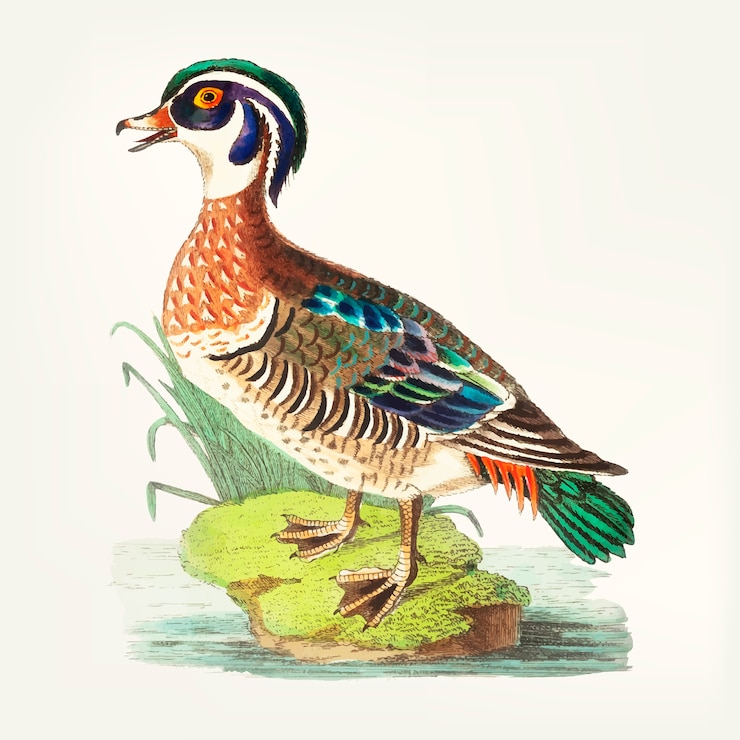 Vecteur gratuit dessiné de main de canard d&#39;été