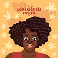 Vecteur gratuit dessiné à la main dia da consciencia negra