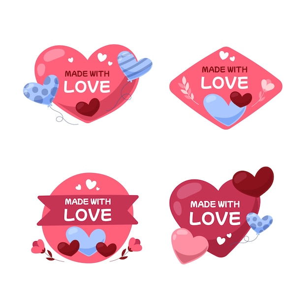 Dessiné à la main avec des étiquettes d'amour