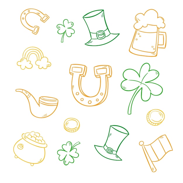 Vecteur gratuit dessiné à la main st. pack d'éléments patrick's day