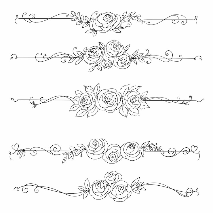 Vecteur gratuit dessiner la conception de croquis de ligne de motifs floraux élégants à la main