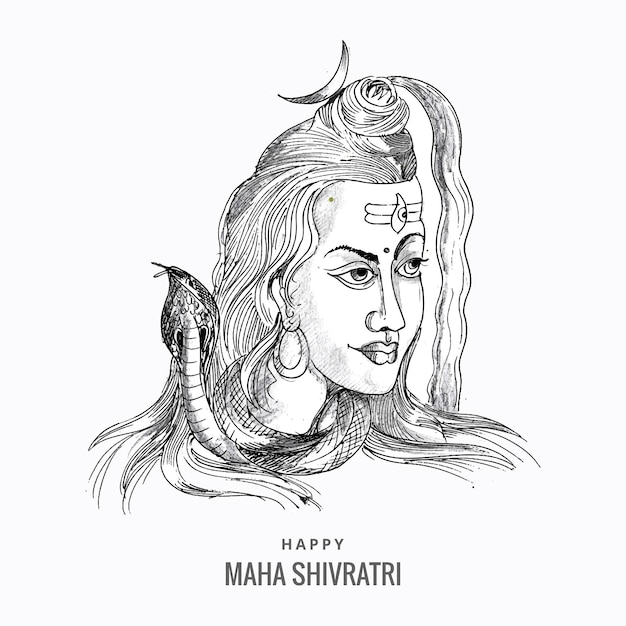 Vecteur gratuit dessiner à la main un croquis du seigneur hindou shiva pour le fond du dieu indien maha shivratri