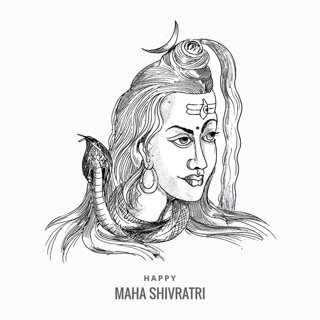 Dessiner à la main un croquis du seigneur hindou shiva pour le fond du dieu indien maha shivratri