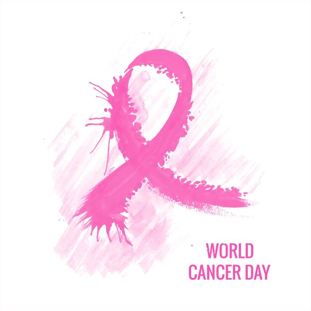 Dessiner à la main un ruban réaliste à l'aquarelle pour la conception de la journée mondiale du cancer