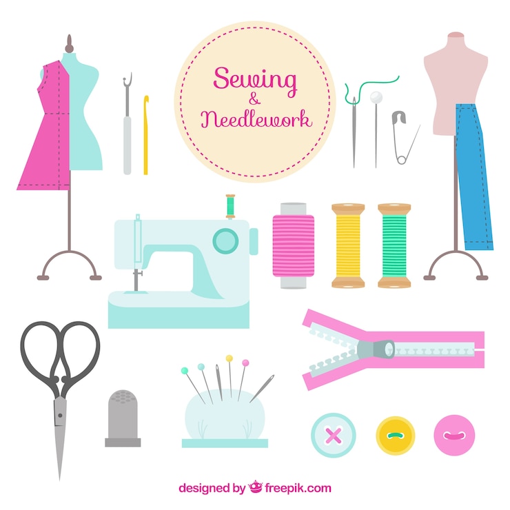 Vecteur gratuit dessinés à la main accessoires de couture