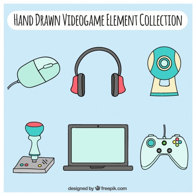 Dessinés à La Main Les Accessoires De Jeux Vidéo