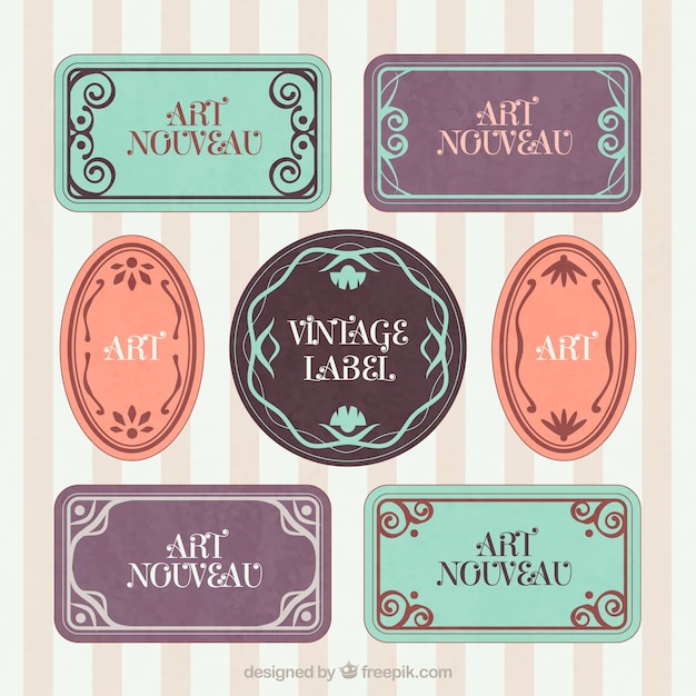 Vecteur gratuit dessinés à la main art nouveau cru badges