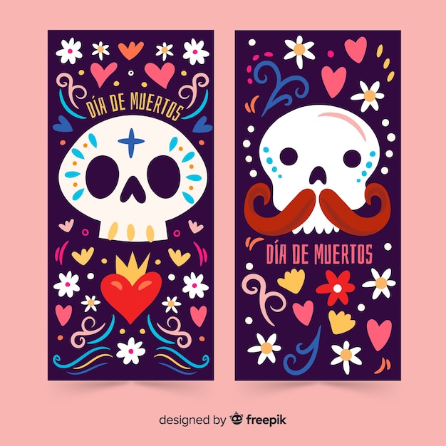 Dessinés à La Main Des Bannières Dia De Muertos