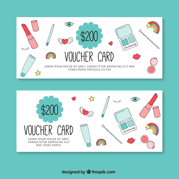 Vecteur gratuit dessinés à la main beauté coupons