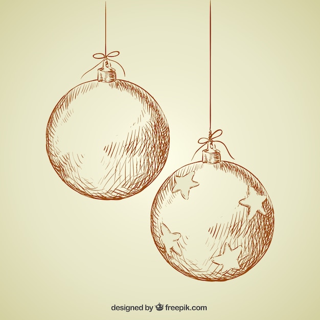 Dessinés à la main boules de Noël rétro