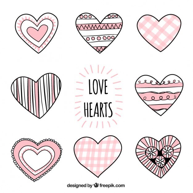 Vecteur gratuit dessinés à la main coeurs d&#39;amour