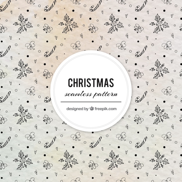 Vecteur gratuit dessinés à la main des éléments de noël seamless pattern