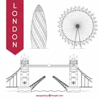 Vecteur gratuit dessinés à la main monuments de londres