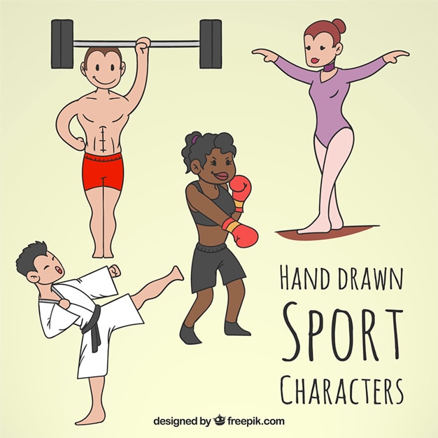 Vecteur gratuit dessinés à la main des personnages de sport